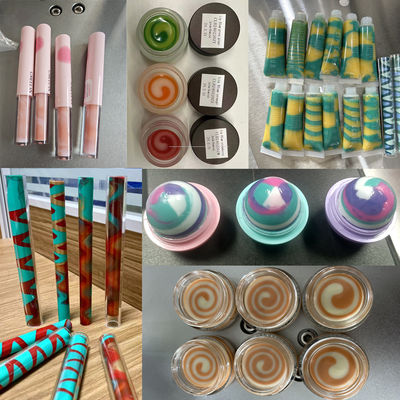 Cosméticos lápiz labial y crema máquina de llenado de tornillo de crema de doble color botella de llenado